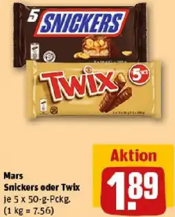 REWE Mars Snickers oder Twix Angebot