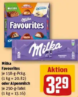REWE Milka Favourites oder Alpenmilch Angebot