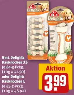 REWE 8in1 Delights Kauknochen XS oder Delights Kauknochen L Angebot