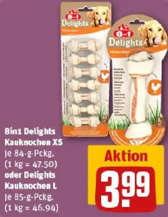 REWE 8in1 Delights Kauknochen XS oder Delights Kauknochen L Angebot