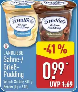 Aldi Nord LANDLIEBE Sahne-/ Grieß Pudding Angebot