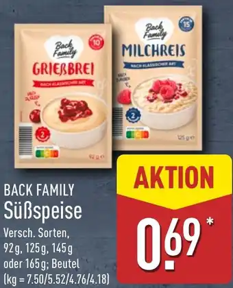 Aldi Nord BACK FAMILY Süßspeise Angebot