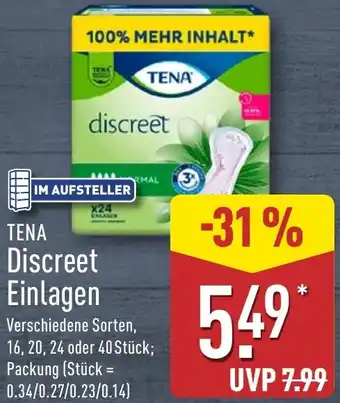 Aldi Nord TENA Discreet Einlagen Angebot