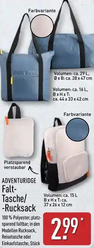 Aldi Nord ADVENTURIDGE Falt Tasche/ Rucksack Angebot