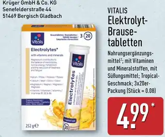 Aldi Nord VITALIS Elektrolyt Brausetabletten Angebot