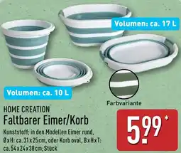 Aldi Nord HOME CREATION Faltbarer Eimer/Korb Angebot