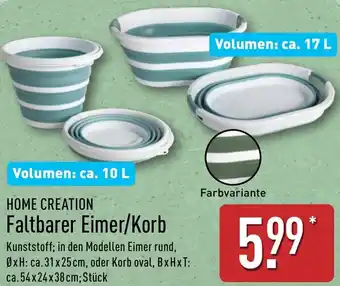 Aldi Nord HOME CREATION Faltbarer Eimer/Korb Angebot