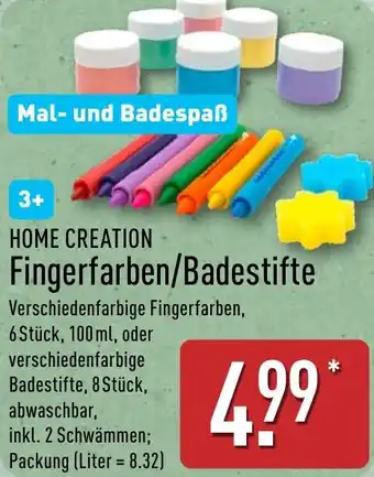 Aldi Nord HOME CREATION Fingerfarben/Badestifte Angebot