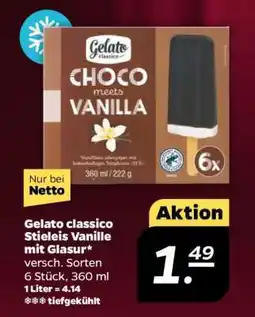 NETTO Gelato classico Stieleis Vanille mit Glasur Angebot