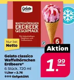 NETTO Gelato classico Waffelhörnchen Erdbeere Angebot