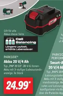 Lidl PARKSIDE Akku 20 V/4 Ah Angebot