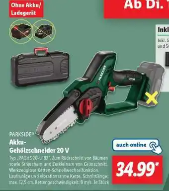 Lidl Parkside Akku-Gehölzschneider 20 V Angebot