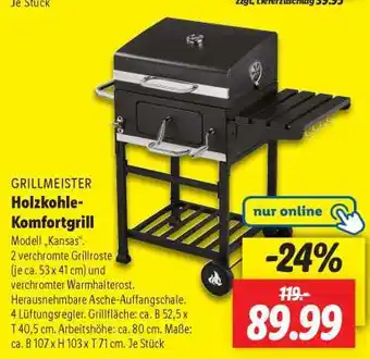 Lidl GRILLMEISTER Holzkohle-Komfortgrill Angebot