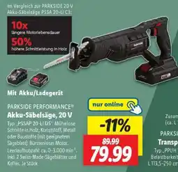 Lidl PARKSIDE PERFORMANCE Akku-Säbelsäge 20 V Angebot