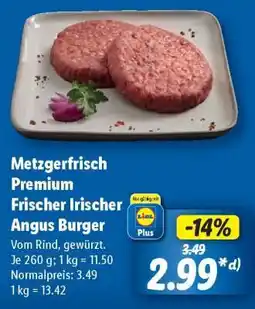 Lidl Metzgerfrisch Premium Frischer Irischer Angus Burger Angebot