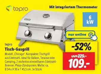 Lidl tepro Tisch-Gasgrill Angebot
