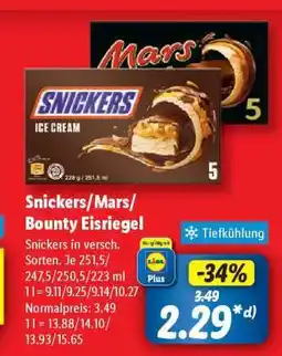 Lidl Snickers/Mars/ Bounty Eisriegel Angebot