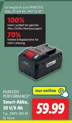 Lidl PARKSIDE PERFORMANCE Smart Akku 20 V/8 Ah Angebot
