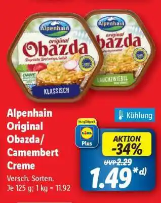 Lidl Alpenhain Original Obazda/Camembert Creme Angebot