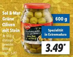 Lidl Sol & Mar Grüne Oliven mit Stein Angebot