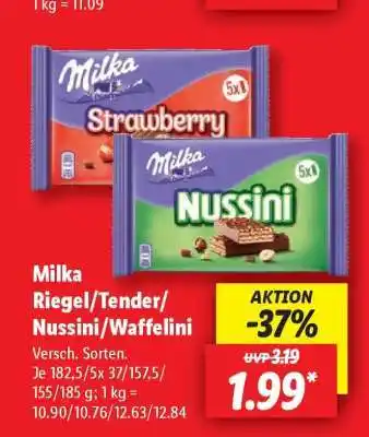Lidl Milka Riegel/Tender/Nussini/Waffelini Angebot