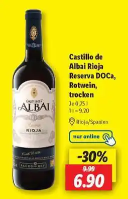 Lidl Castillo de Albai Rioja Reserva DOCa, Rotwein, trocken Angebot