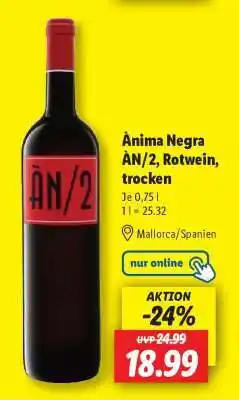 Lidl Ànima Negra ÀN/2, Rotwein, trocken Angebot