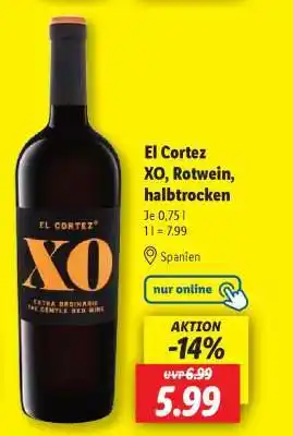 Lidl El Cortez XO, Rotwein, halbtrocken Angebot