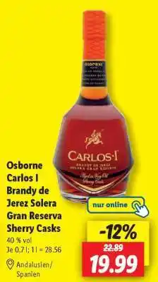 Lidl Osborne Carlos I Brandy de Jerez Solera Gran Reserva Sherry Casks Angebot