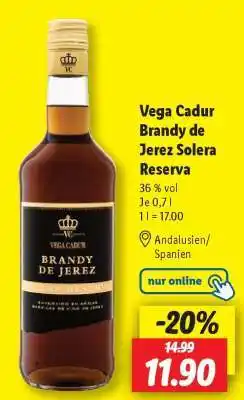 Lidl Vega Cadur Brandy de Jerez Solera Reserva Angebot