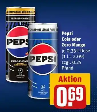 REWE Pepsi Cola oder Zero Mango Angebot