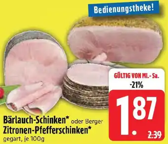 Edeka Bärlauch-Schinken oder Zitronen-Pfefferschinken Angebot
