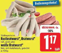 Edeka Rostbratwurst, Bratwurst oder weiße Bratwurst Angebot