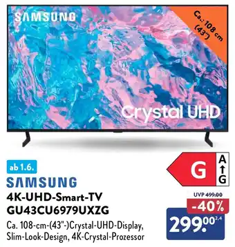 Aldi Nord SAMSUNG 4K-UHD-Smart-TV GU43CU6979UXZG Angebot