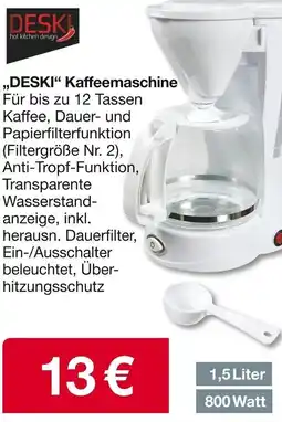 Woolworth DESKI Kaffeemaschine Angebot