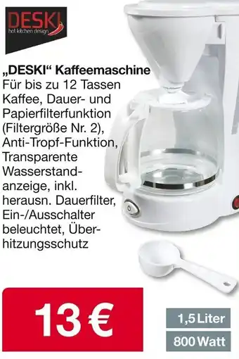 Woolworth DESKI Kaffeemaschine Angebot