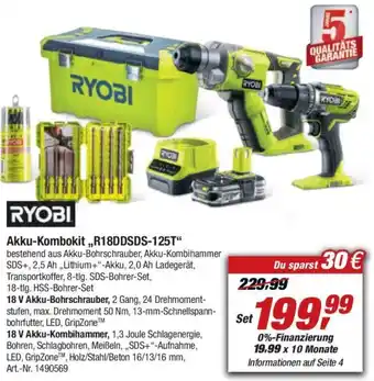 toom Baumarkt Ryobi Akku Kombokit ,,R18DDSDS-125T" Angebot