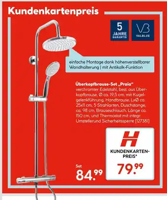 Hellweg Valblue überkopfbrause-set „praia“ Angebot