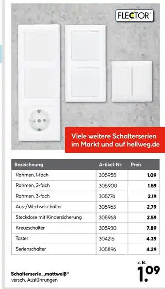 Hellweg Flector schalterserie „mattweiß“ Angebot