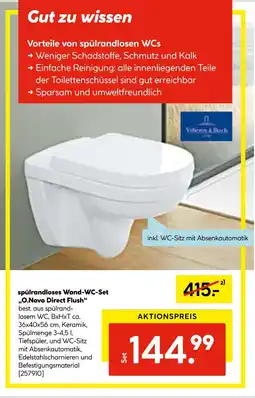 Hellweg Villeroy & boch spülrandloses wand-wc-set „o.novo direct flush“ Angebot