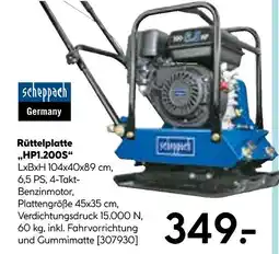 Hellweg Scheppach rüttelplatte „hp1.200s“ Angebot