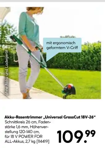 Hellweg Akku-rasentrimmer „universal grasscut 18v-26“ Angebot