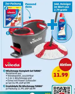 PENNY Vileda wischmopp-komplett-set turbo oder ersatzköpfe für wischmopp turbo Angebot