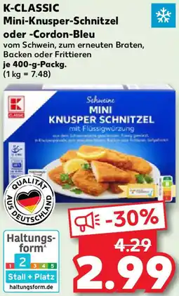 Kaufland K-CLASSIC Mini-Knusper-Schnitzel oder Cordon-Bleu Angebot