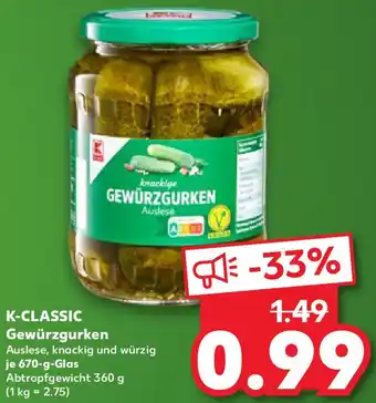 Kaufland K-CLASSIC Gewürzgurken Angebot