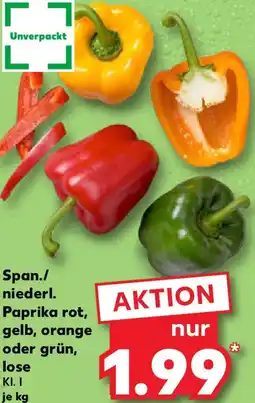 Kaufland Span./ niederl. Paprika rot, gelb, orange oder grün, lose Angebot