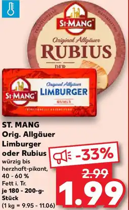 Kaufland ST. MANG Orig. Allgäuer Limburger oder Rubius Angebot