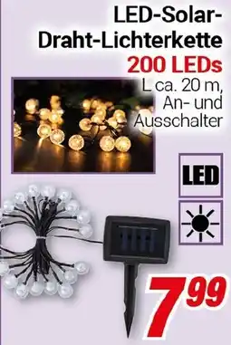 CENTERSHOP LED-Solar- Draht-Lichterkette 200 LEDs Angebot