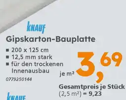 Globus Baumarkt KNAUF Gipskarton-Bauplatte Angebot