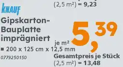 Globus Baumarkt KNAUF Gipskarton- Bauplatte imprägniert Angebot